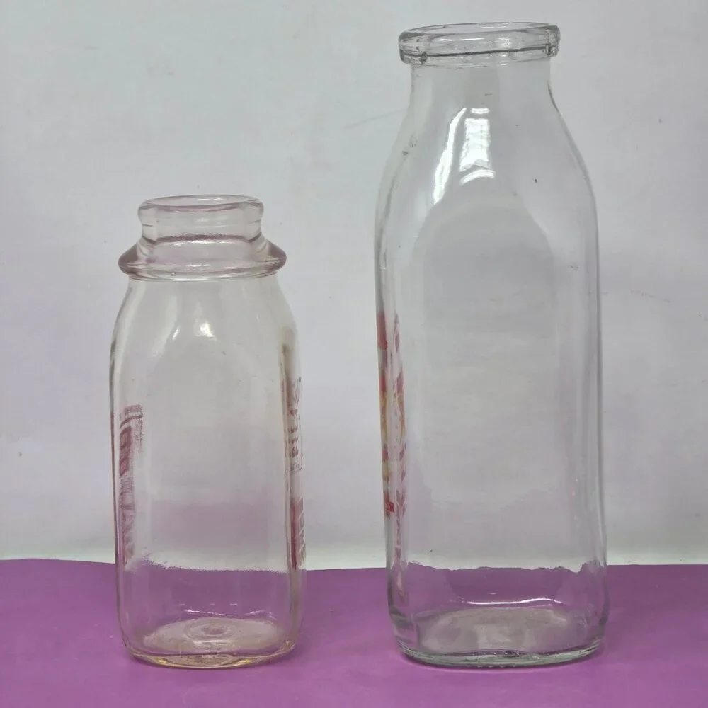 Vintage Glass Milk Bottles 1 Anderson Dairy Farms 1 Union‎ Dairy Farms Red Print